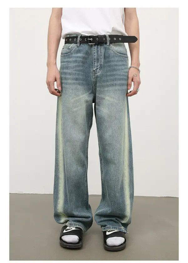 Japanese Brand Men's retro gradient loose straight distressed jeans Size US 32 / EU 48 - 1 Thumbnail