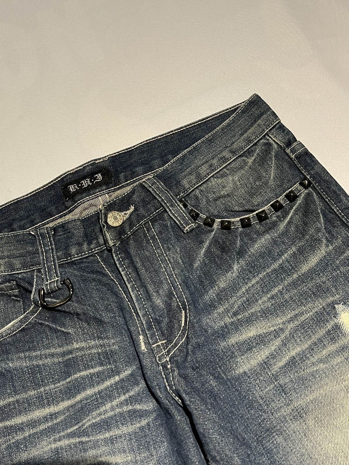 Japanese Brand × Jean CUSTOM FLARED JEAN JAPANESEBRAND DISTRESSED DENIM PANT W30 Size US 30 / EU 46 - 6 Thumbnail