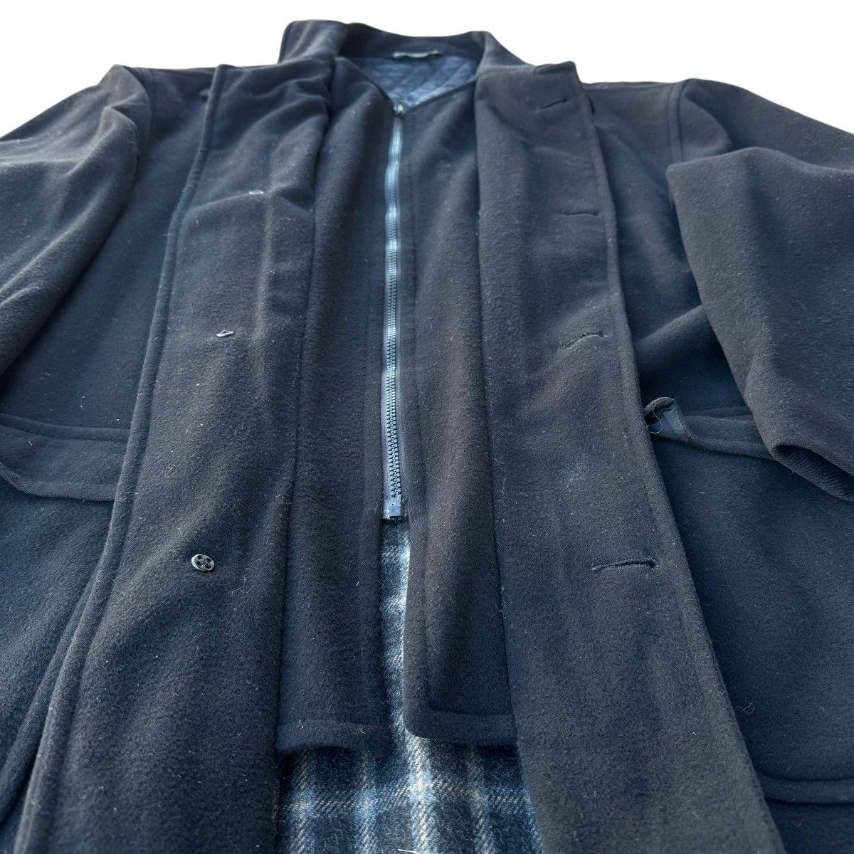 Loro Piana × Vintage ROCHESTER COUTURE WOOL TRENCH COAT BLACK DESIGNER JACKET 90s Size US XXL / EU 58 / 5 - 5 Thumbnail