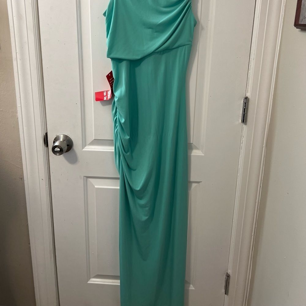 Other Sweet Storm Mint One Shoulder Ruched Evening Gown Dress Size L NWT Formal Prom Wedding Guest Size L / US 10 / IT 46 - 2 Thumbnail