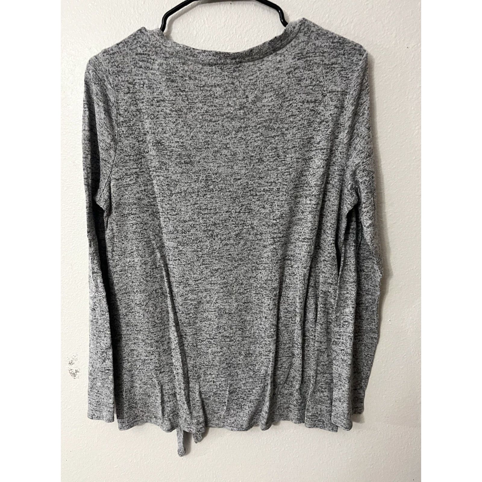 Express Express Shirt Women Medium Gray V-Neck Long Sleeve Tie Front Size M / US 6-8 / IT 42-44 - 3 Thumbnail