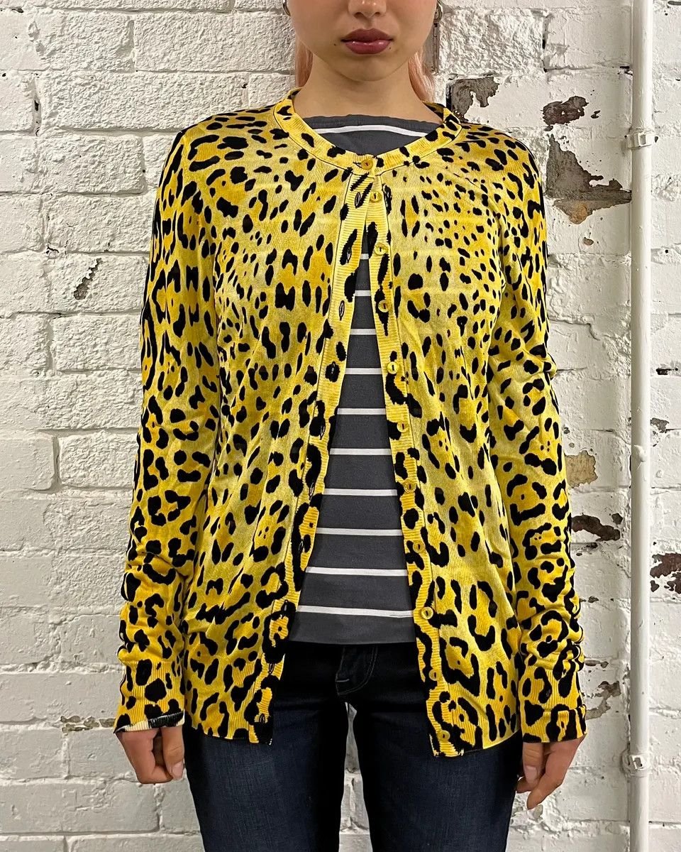 Dolce & Gabbana 2010s Dolce & Gabbana Leopard Black & Yellow Cardigan Size M / US 6-8 / IT 42-44 - 2 Thumbnail