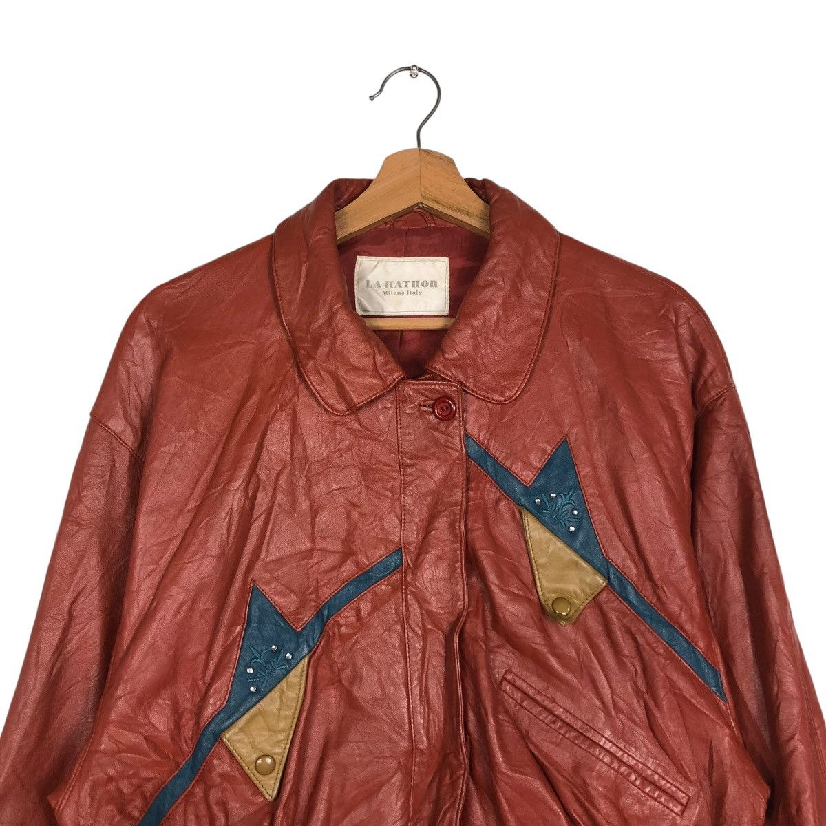 Japanese Brand 🔥VINTAGE BIKER LEATHER JACKET LA HATHOR ISSEY MIYAKE Size US M / EU 48-50 / 2 - 5 Thumbnail