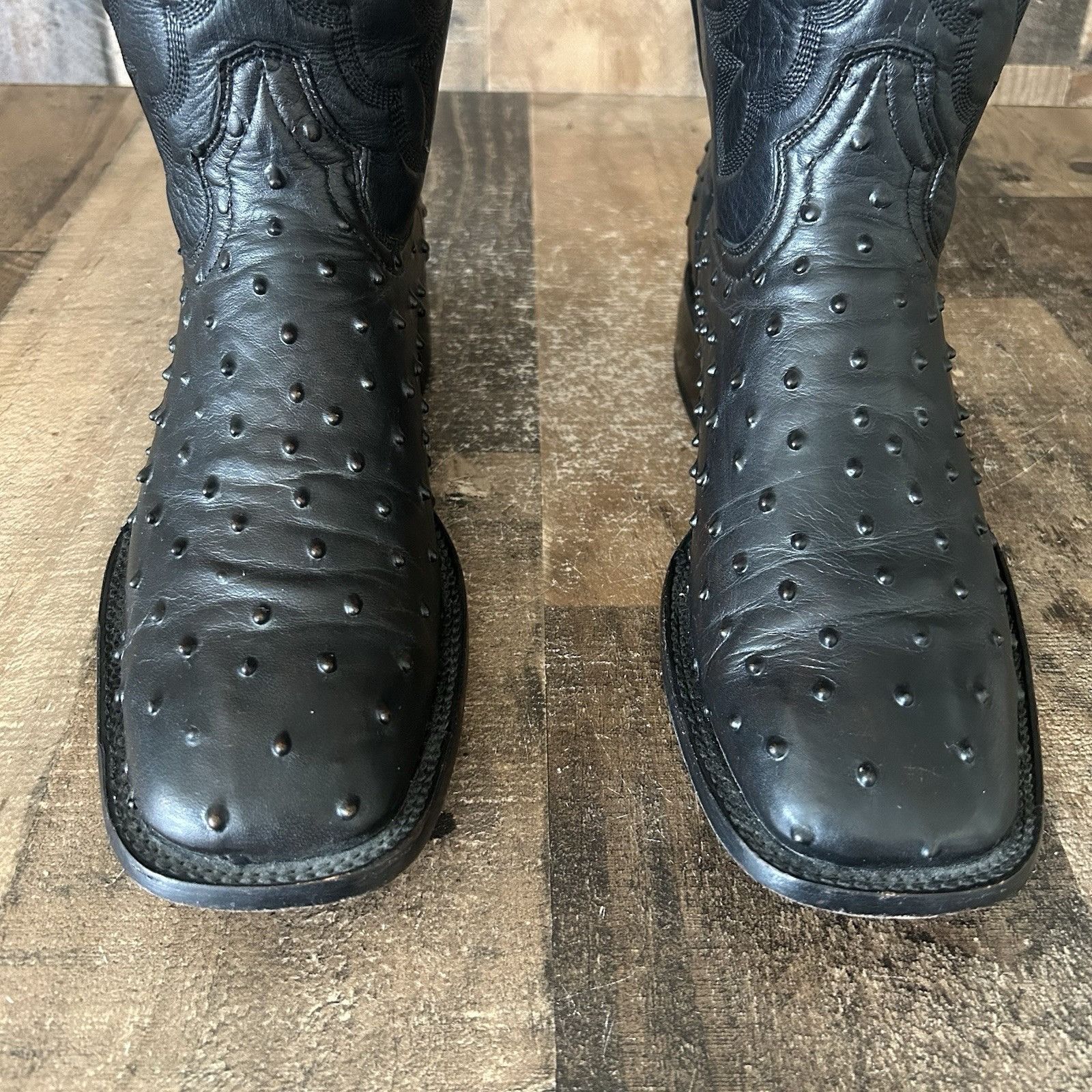 Vintage El General Ostrich Print Square Toe Cowboy Boots Mens 9.5 Size US 9.5 / EU 42-43 - 8 Thumbnail