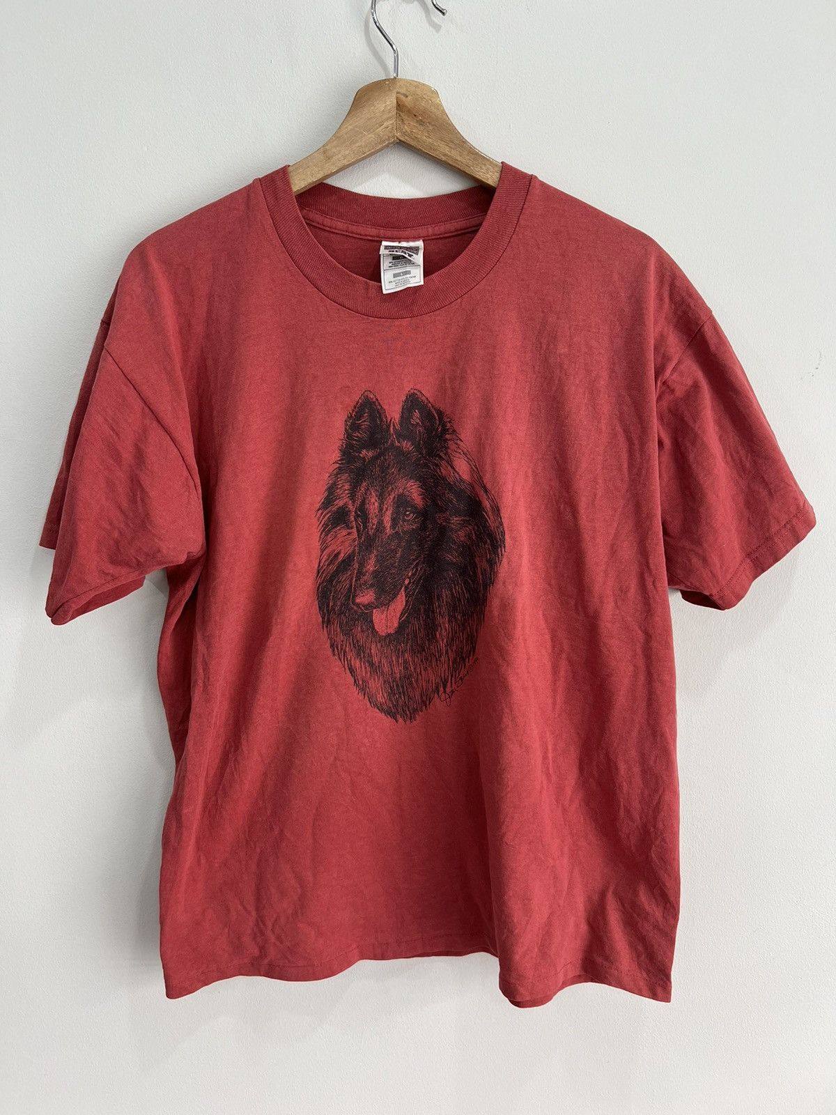 Vintage Vintage 90s Dog Collie Tee Shirt animal wolf Size US L / EU 52-54 / 3 - 1 Thumbnail
