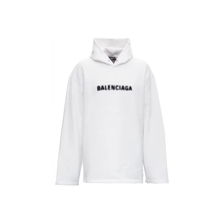 Balenciaga Balenciaga White Logo Hooded Sweatshirt Size US M / EU 48-50 / 2 - 1 Thumbnail