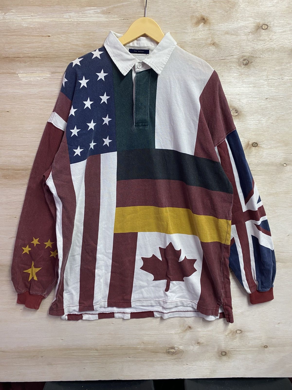 Vintage World Nations long-sleeved rugby shirt.