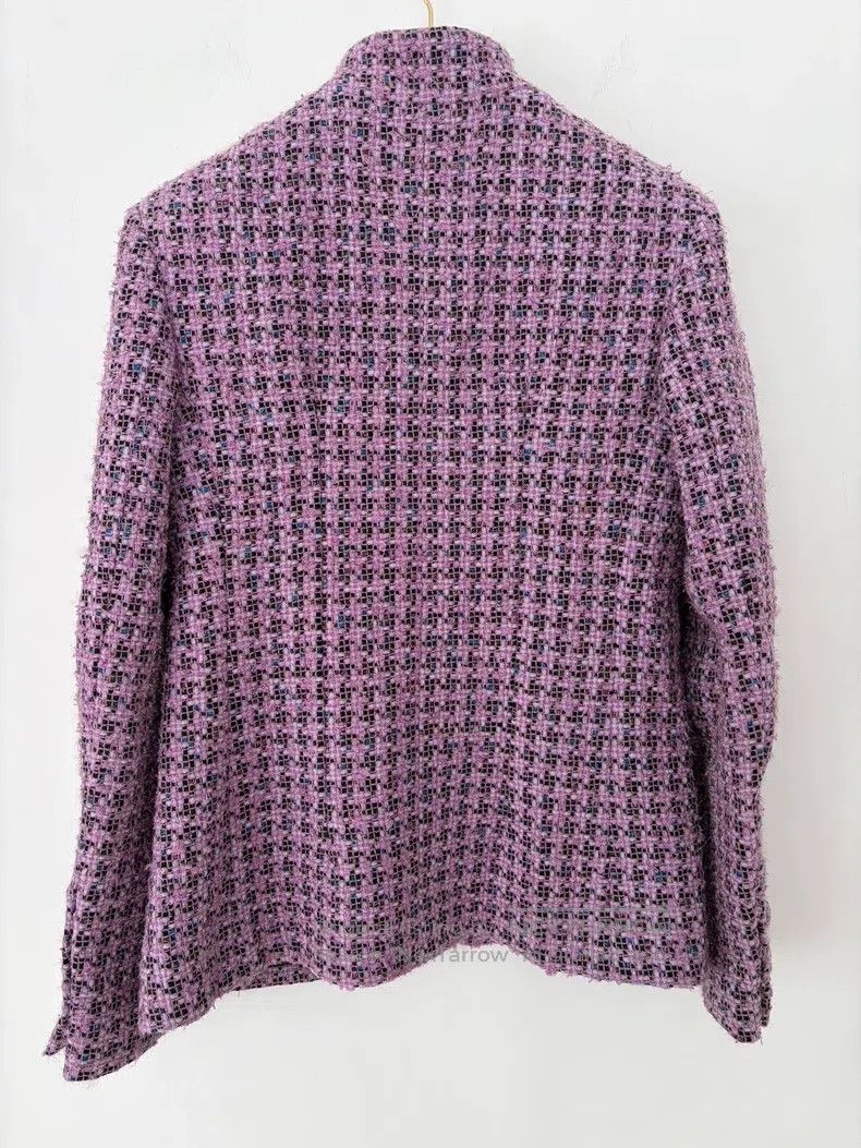 Chanel Chanel Purple checkered woollen stand-up collar jacket Size XXS / US 00 / IT 34 - 2 Thumbnail