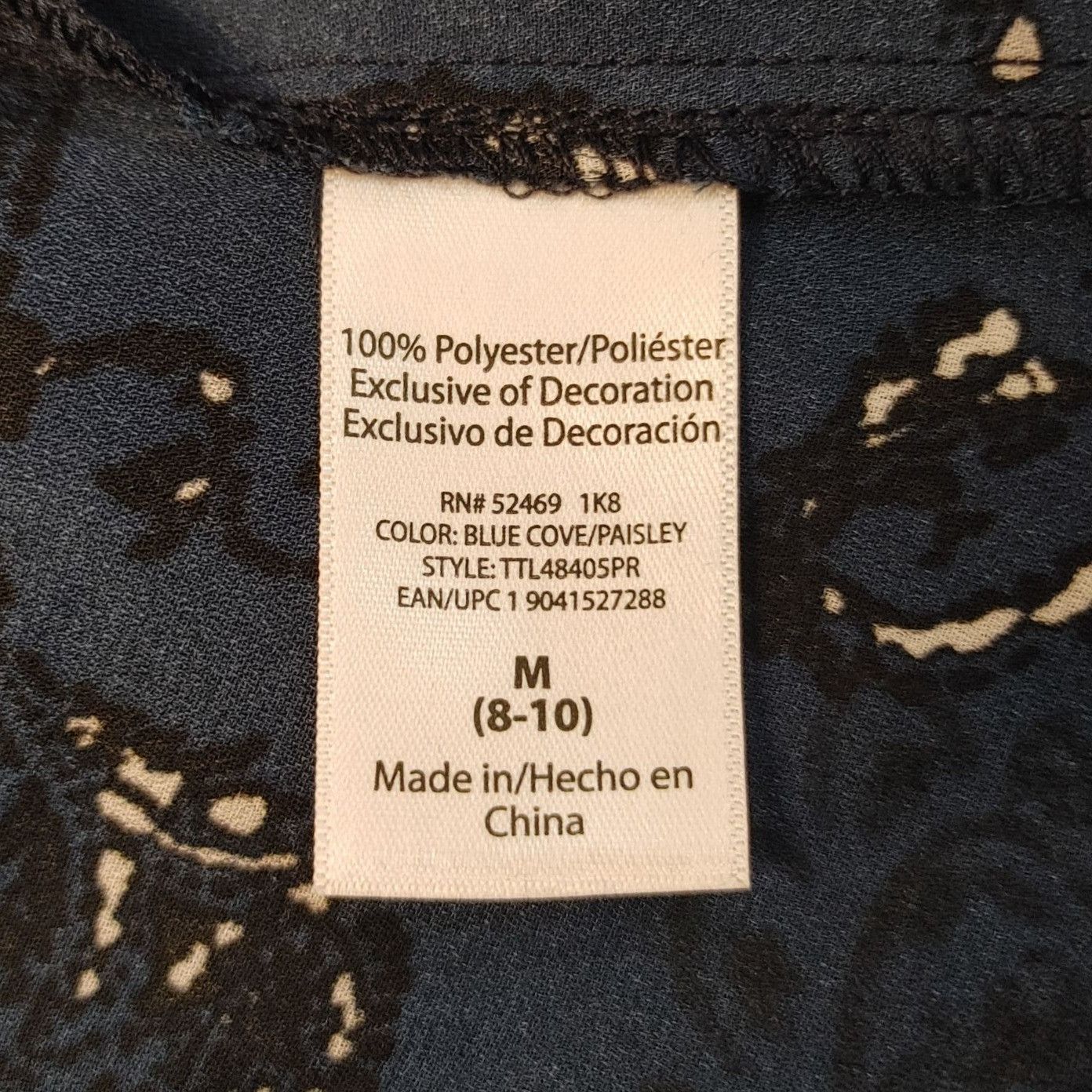 Other Time & Tru Women's Blue Floral Paisley Long Sleeve Blouse M Size M / US 6-8 / IT 42-44 - 4 Thumbnail