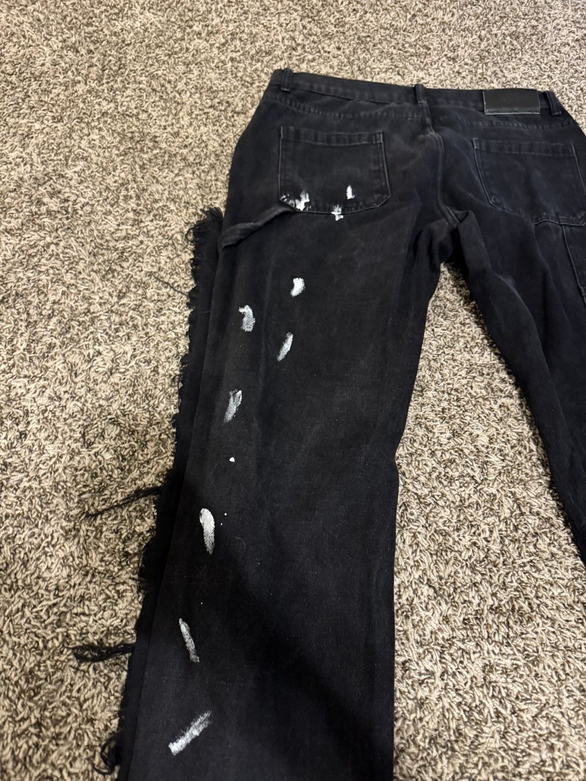 Other Black denim jean with paint splatter and frayed hem Size US 34 / EU 50 - 4 Thumbnail