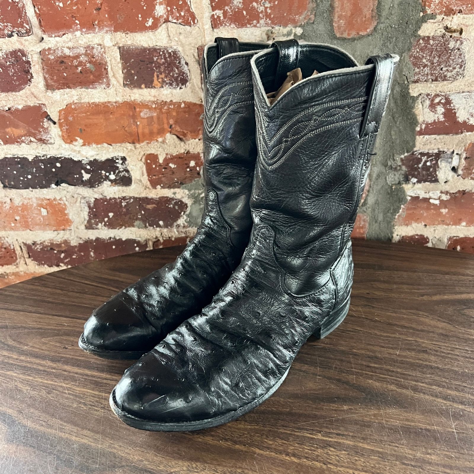 Justin ostrich boots black best sale