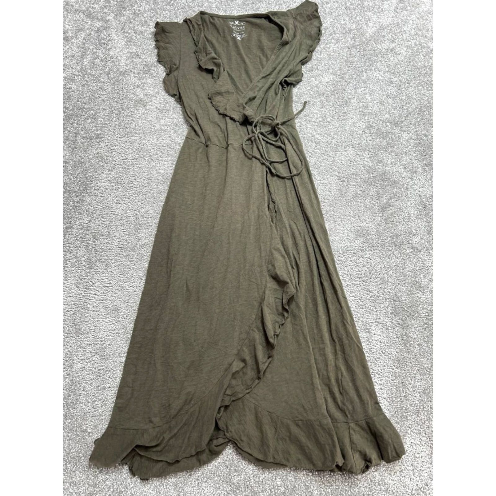 Velvet Velvet by Graham & Spencer Womens XXS Olive Green Cotton Wrap Knit Shirt Size XXS / US 00 / IT 34 - 2 Thumbnail