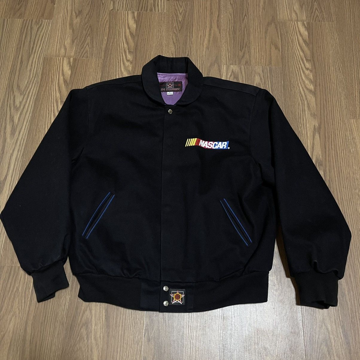 JH Design Vintage Y2K JH DESIGN NASCAR BLACK bomber RACING jacket Size US L / EU 52-54 / 3 - 5 Thumbnail