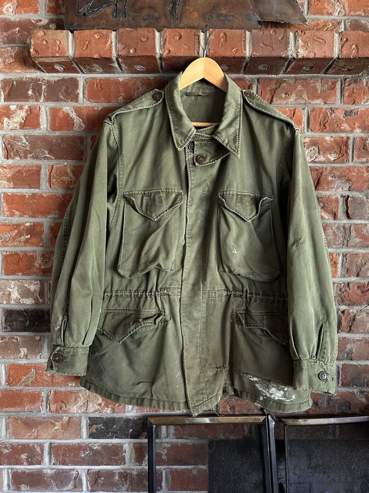 Vintage M-43 US Army Field Jacket Taxi Driver USMC ww2 trashed Size US L / EU 52-54 / 3 - 1 Thumbnail