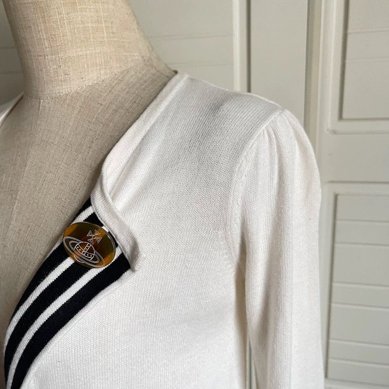 Vivienne Westwood Vivienne Westwood White knit cardigan with black stripes Size M / US 6-8 / IT 42-44 - 5 Thumbnail