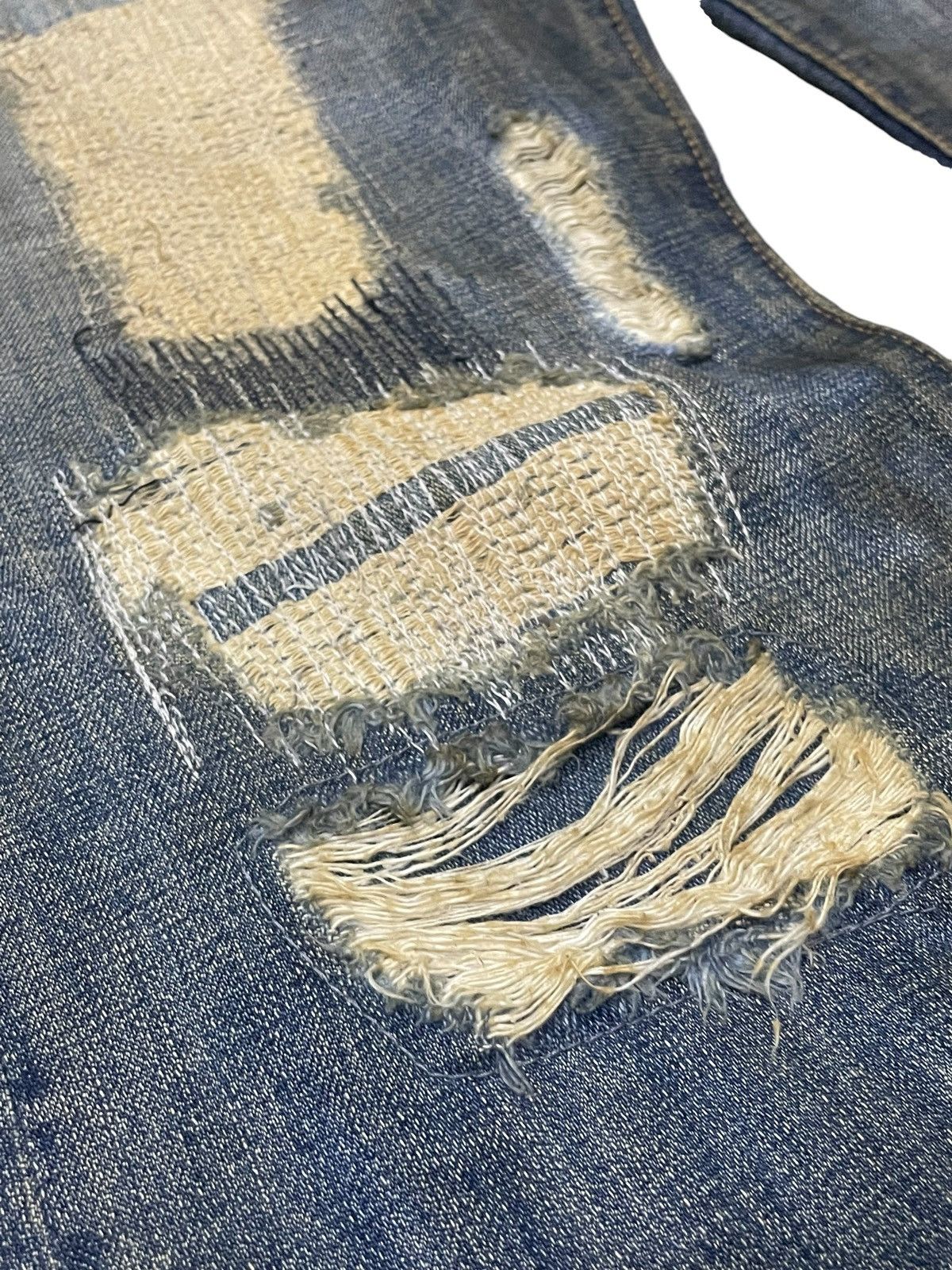 20471120 × 5351 POUR LES HOMMES × Hysteric Glamour Boro 🇯🇵 Brand Heavy Stitched Repaired Distressed Mud Jeans Size US 34 / EU 50 - 11 Thumbnail