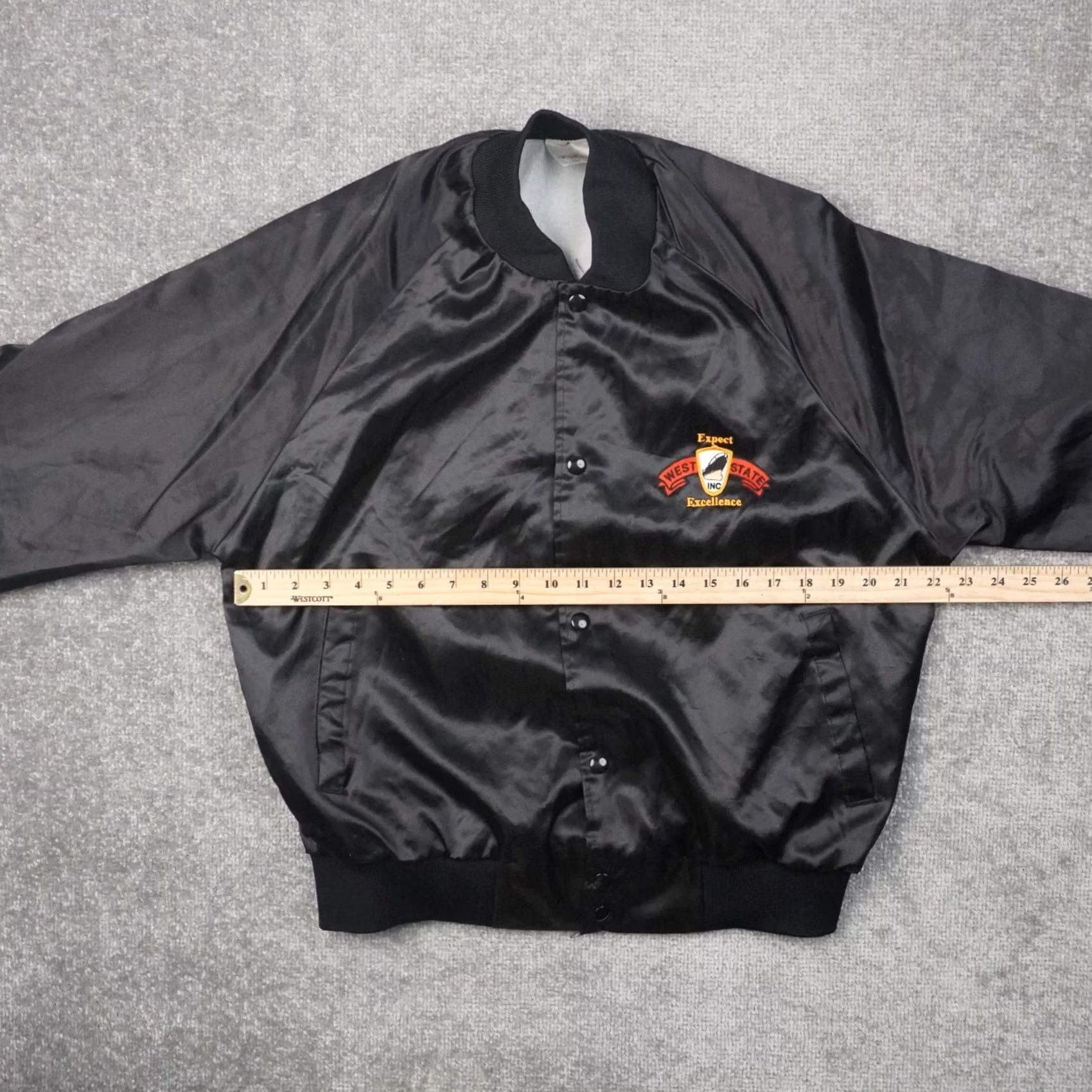 Vintage VINTAGE West State Excellence Mens Large Black Long Sleeve Satin Bomber Jacket Size US L / EU 52-54 / 3 - 5 Thumbnail