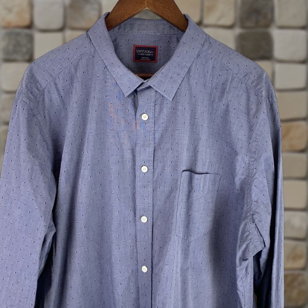 UNTUCKit UNTUCKit Shirt Mens 3XL Blue Geometric Long Sleeve Button-Up Casual Adult Regular Men Size US XXL / EU 58 / 5 - 1 Thumbnail