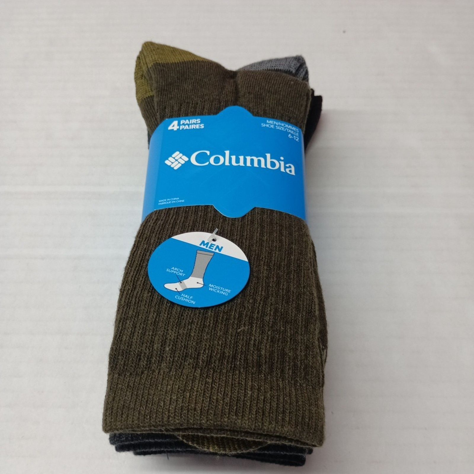 Columbia Columbia Multi Colored Crew Socks 4 Pairs Men's Size 6-12 Size ONE SIZE - 1 Thumbnail