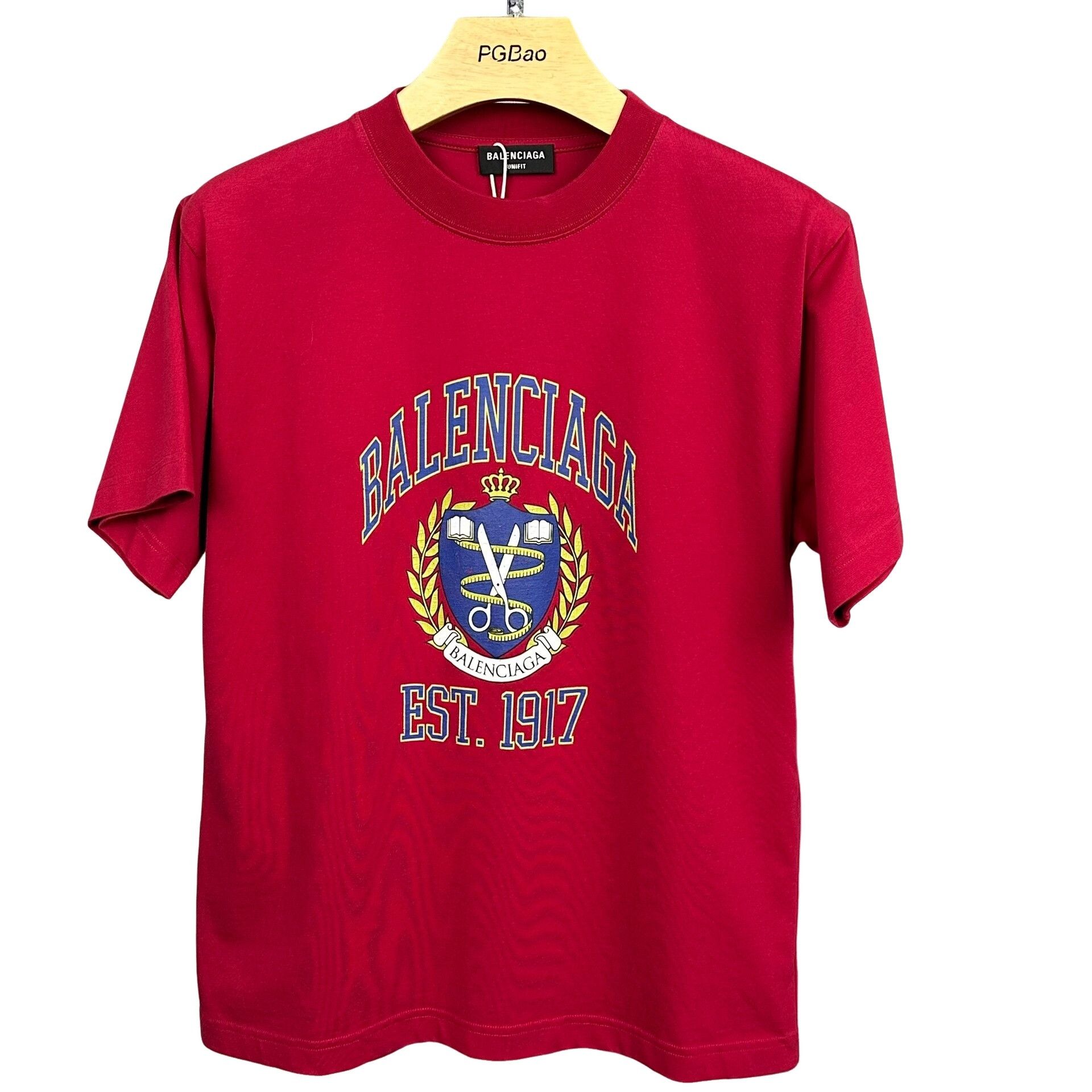 Balenciaga Balenciaga Crest Logo Red T-Shirt Size L Size US L / EU 52-54 / 3 - 1 Thumbnail