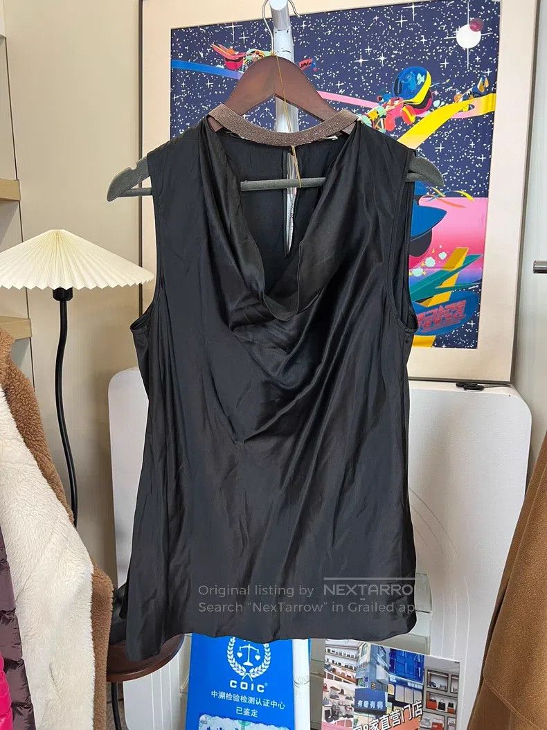 Brunello Cucinelli Brunello Cucinelli Black Sleeveless Top Size XXL / US 16-18 / IT 52-54 - 1 Thumbnail