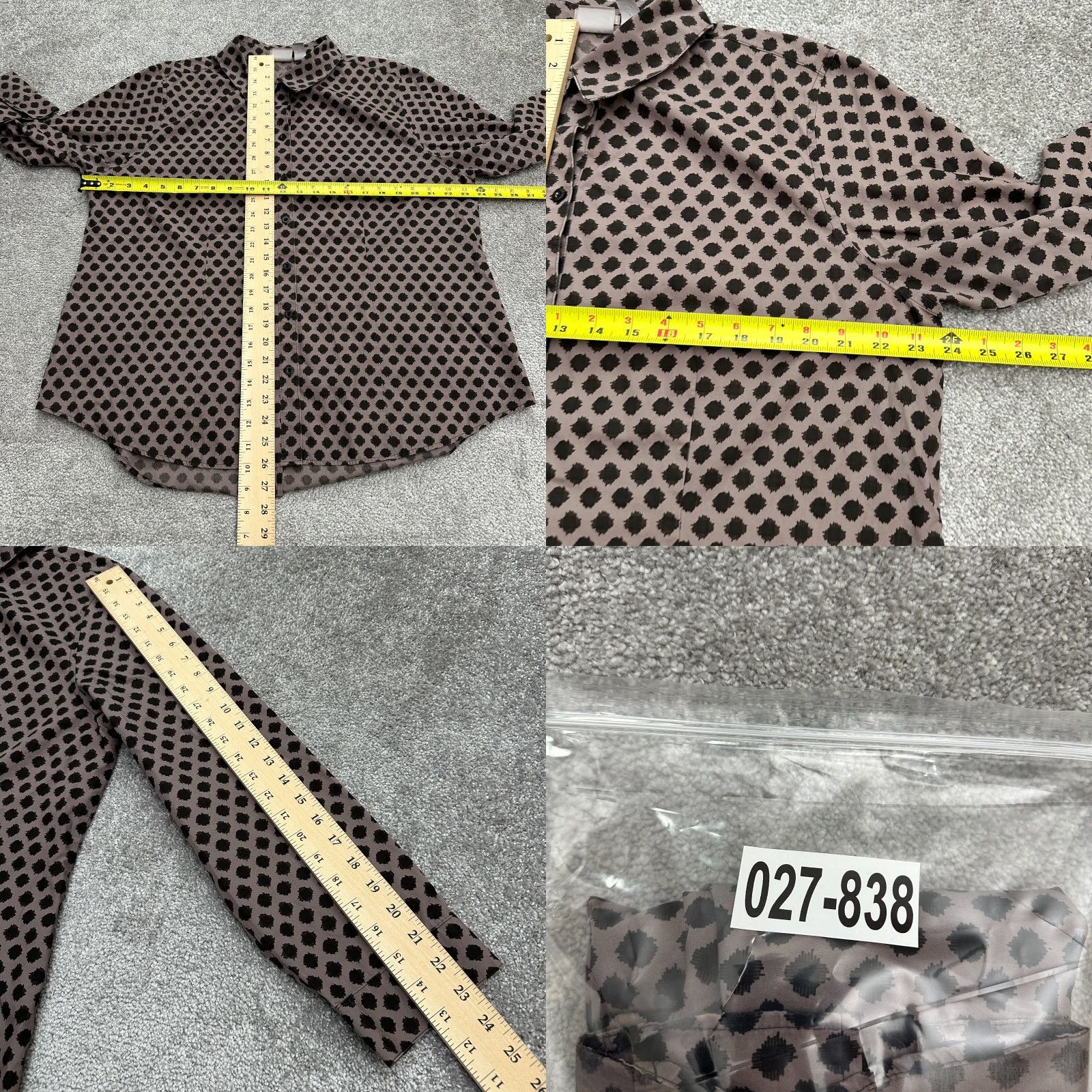 Vintage Chico's Shirt Womens 16 Button-Up Polka Dot Brown Long Sleeve Wrinkle Resistant Easy Care 100% Cotton Casual Workwear Travel Womens Size XXL / US 16-18 / IT 52-54 - 8 Thumbnail