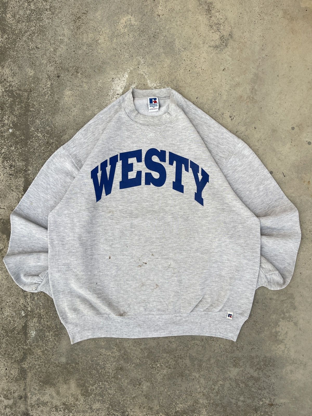 Russell Athletic × Vintage Vintage Russell Athletic Westy Grey Sweatshirt Size US L / EU 52-54 / 3 - 1 Thumbnail