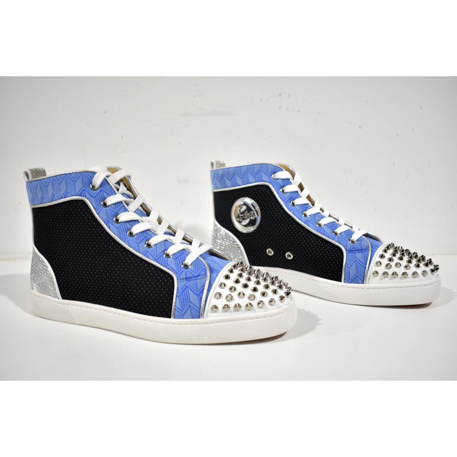 Christian Louboutin Christian Louboutin Lou Spikes Orlato Flat White Blue Size US 8 / EU 41 - 4 Thumbnail
