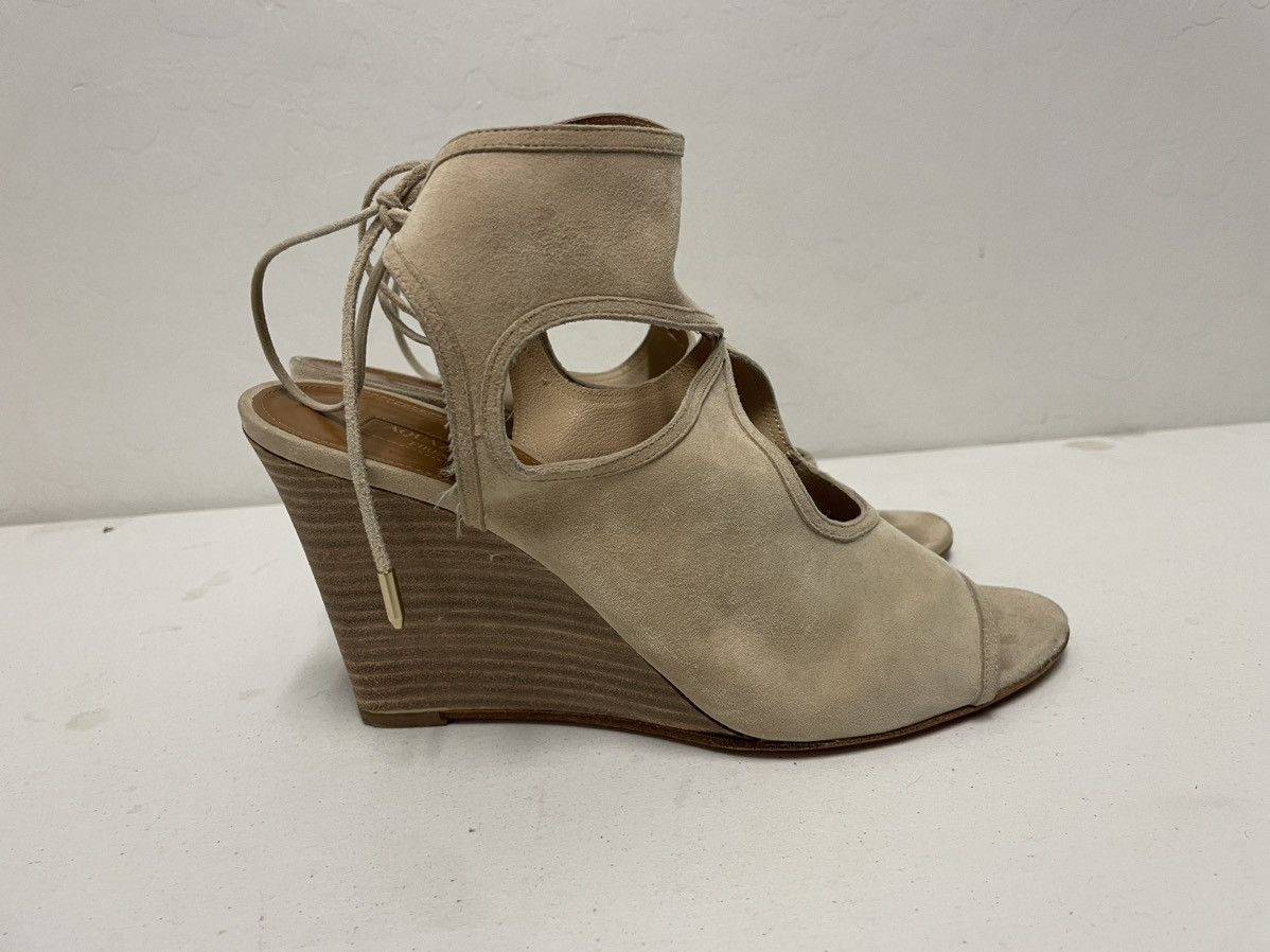 Aquazzura Sexy Thing Cut Out Suede Wedge Sandals Size US 10 / IT 40 - 10 Thumbnail