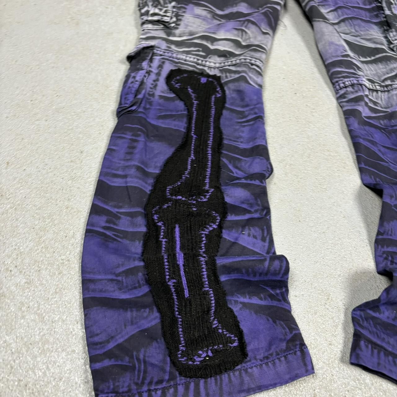 Japanese Brand × Vintage Unique purple & black upcycled skeleton cargo pants Size US 34 / EU 50 - 6 Thumbnail
