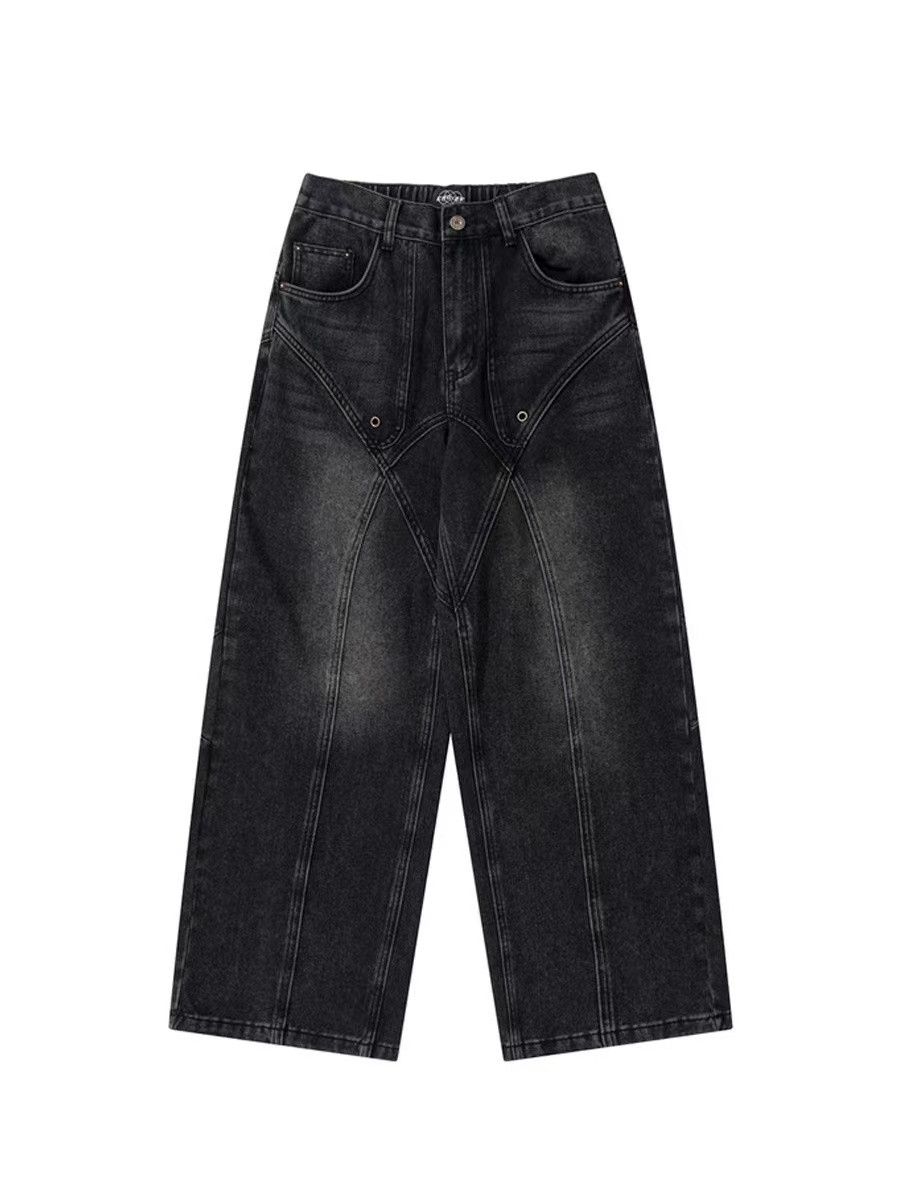 image of Designer Splitting, Deconstructing, And Splicing Jeans in Black, Men's (Size 32)