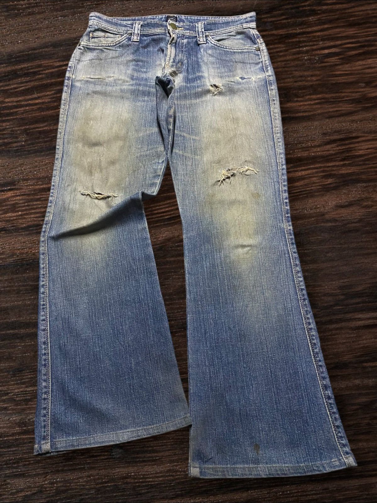 7 For All Mankind Vintage Japanese Brand C Seventeen Mud Wash Flare Jeans Size 31" - 1 Thumbnail