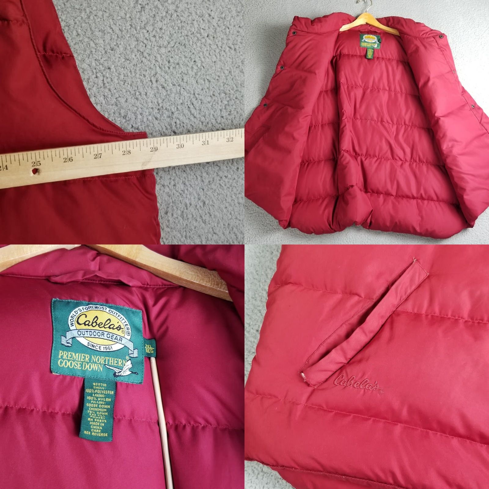 Vintage Cabela's Premier Northern Goose Down Puffer Vest Men 2XL Red Flaws Size US XXL / EU 58 / 5 - 8 Thumbnail