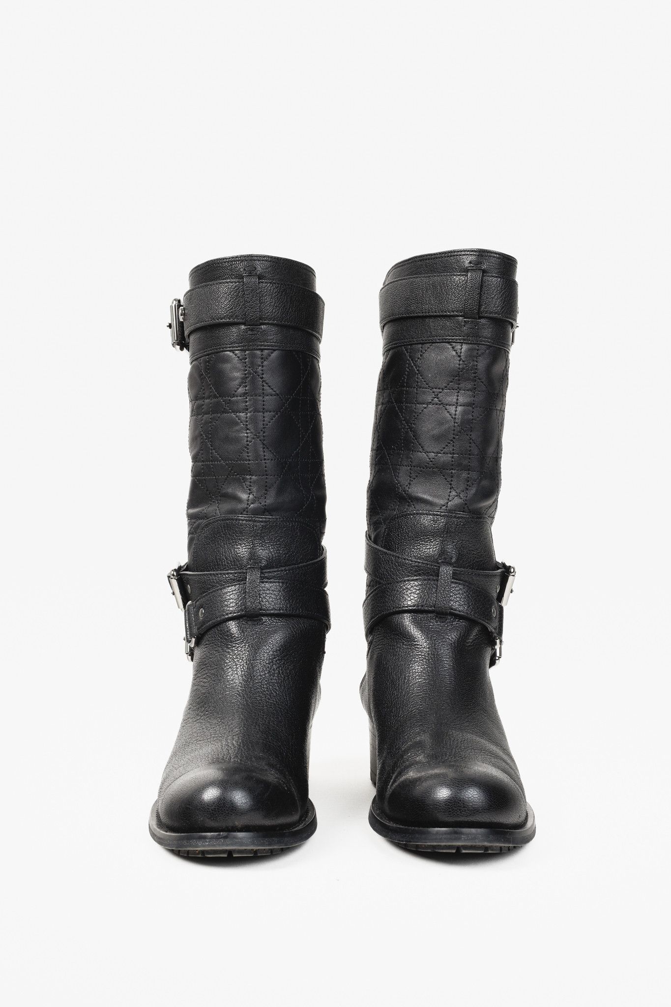 Dior Christian Dior Black Cannage Quilted Biker Boots Size US 8.5 / IT 38.5 - 2 Thumbnail