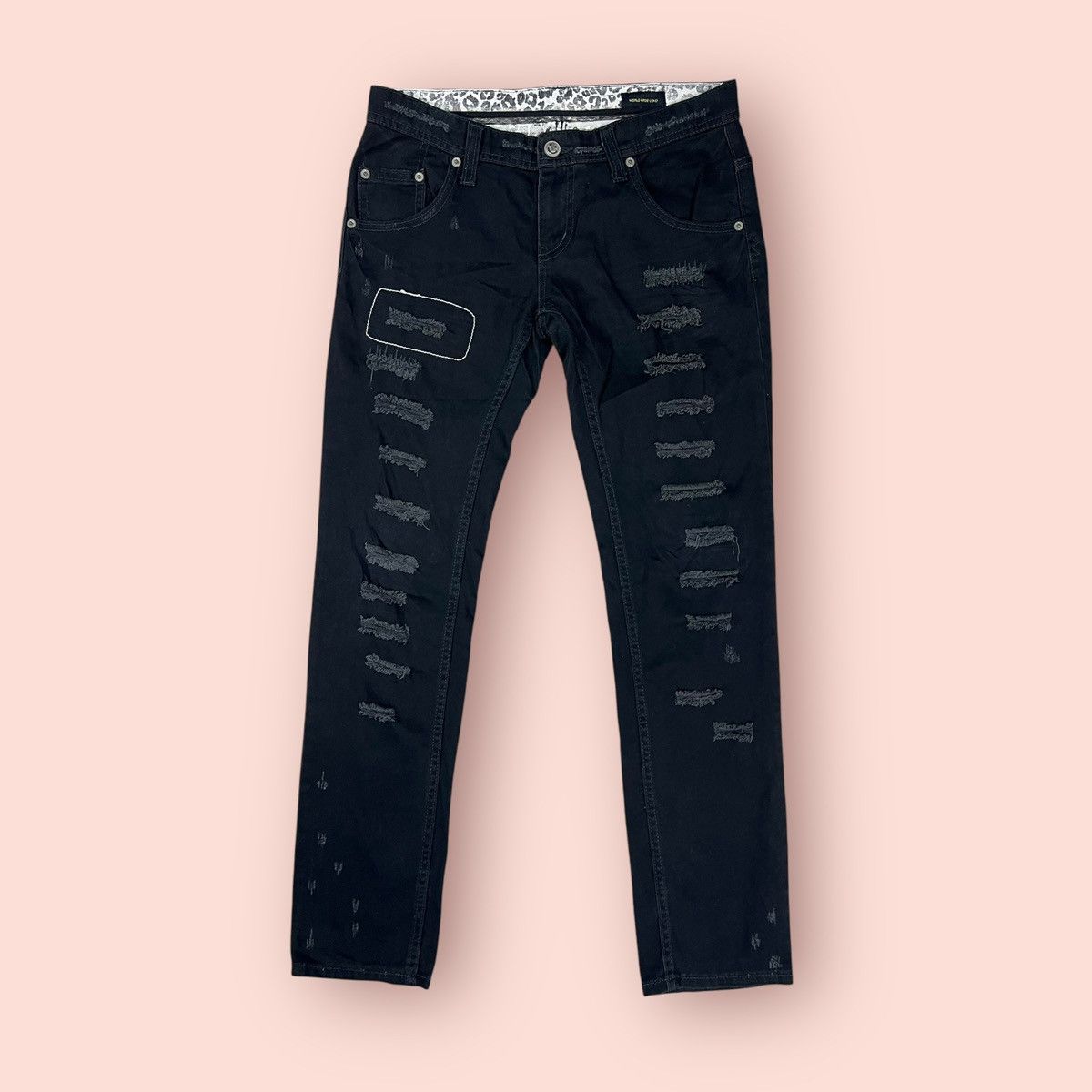 Hysteric Glamour × If Six Was Nine × Japanese Brand VINTAGE WWL DISTRESSED STUDDED BLACK JEANS JAPAN Size 30" / US 8 / IT 44 - 9 Thumbnail