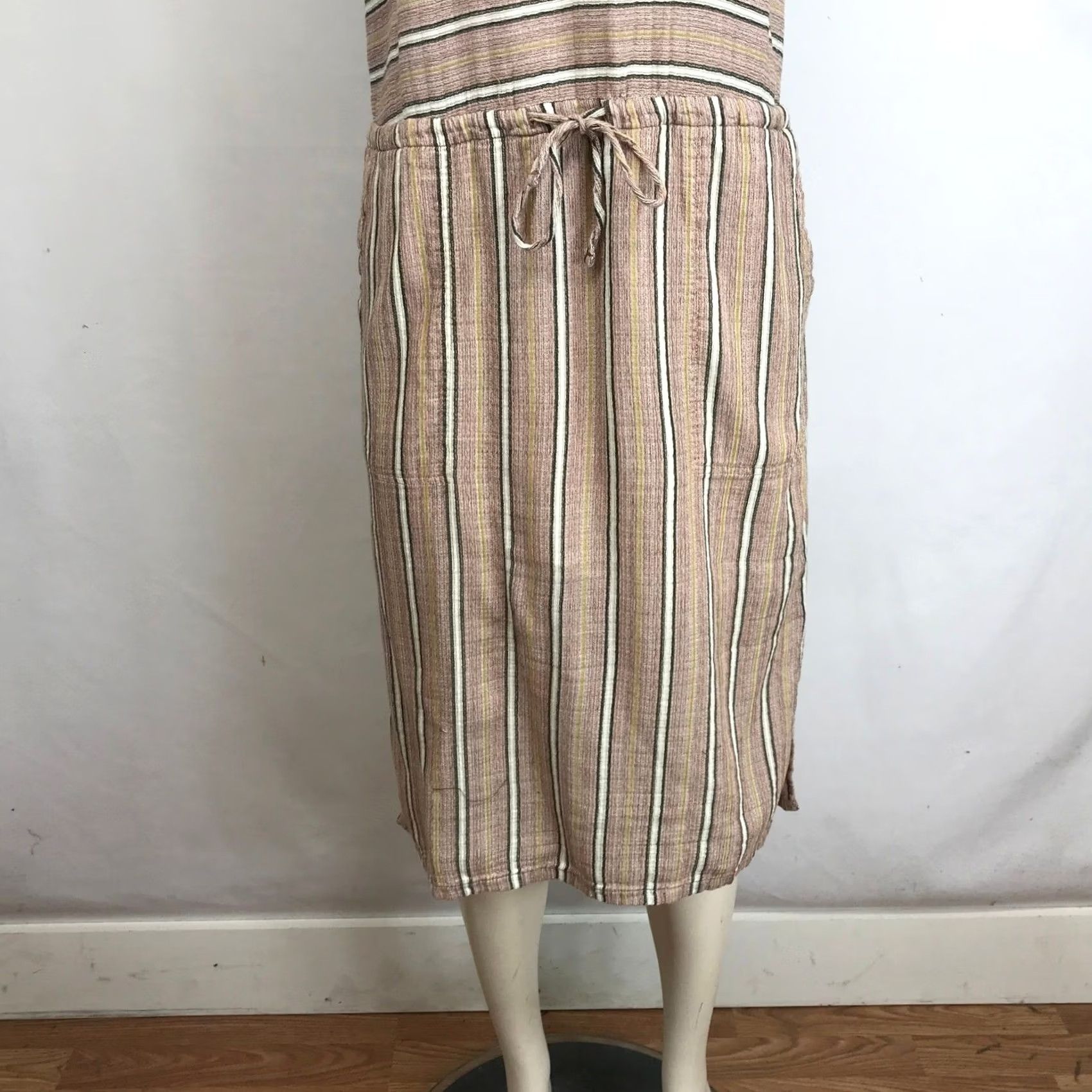 Prana prAna Striped V Neck Drawstring Waist Midi Dress Women Size S Size S / US 4 / IT 40 - 3 Thumbnail