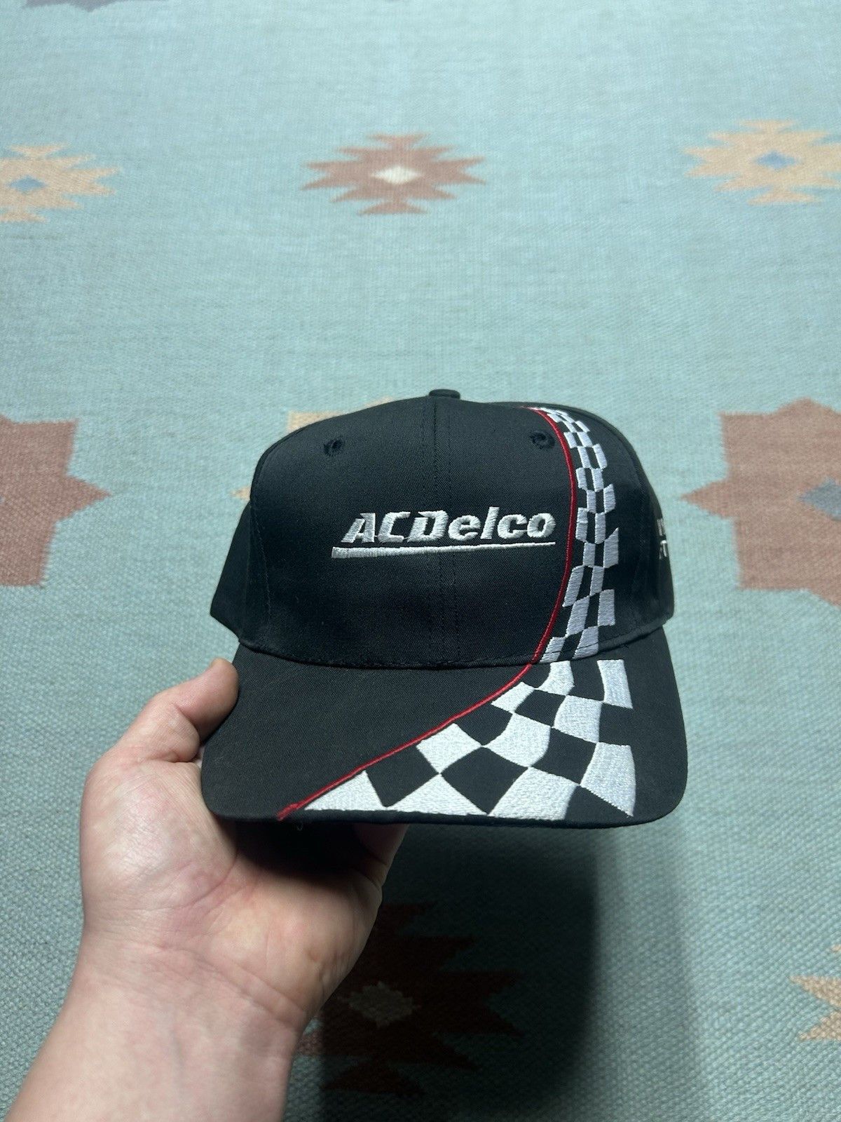 Vintage Vtg Snap hat AC Delco universal lift parts racing checkered Size ONE SIZE - 2 Thumbnail