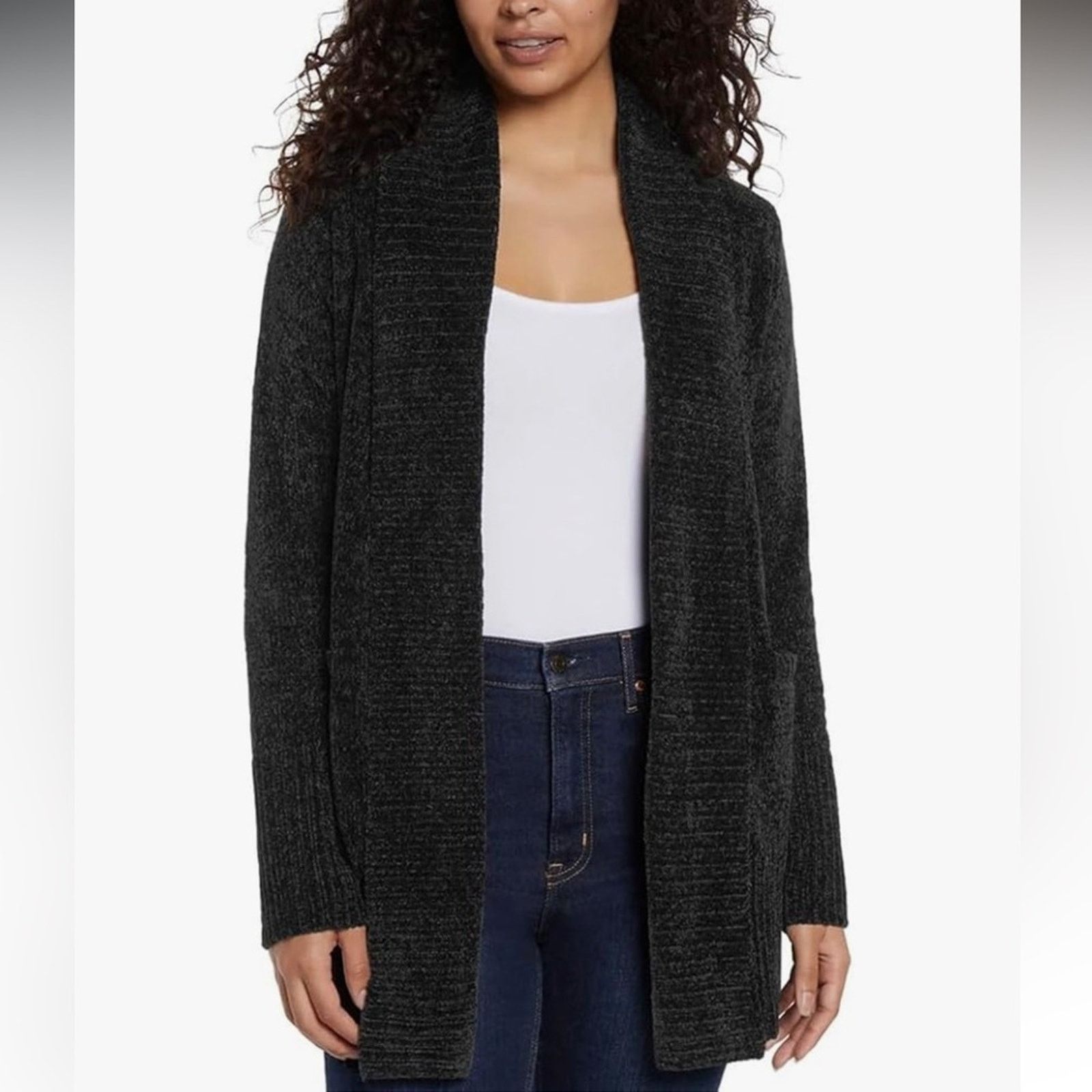 Orvis Orvis Chenille Open Front Cardigan – Black – Size XS – EUC Size XS / US 0-2 / IT 36-38 - 1 Thumbnail