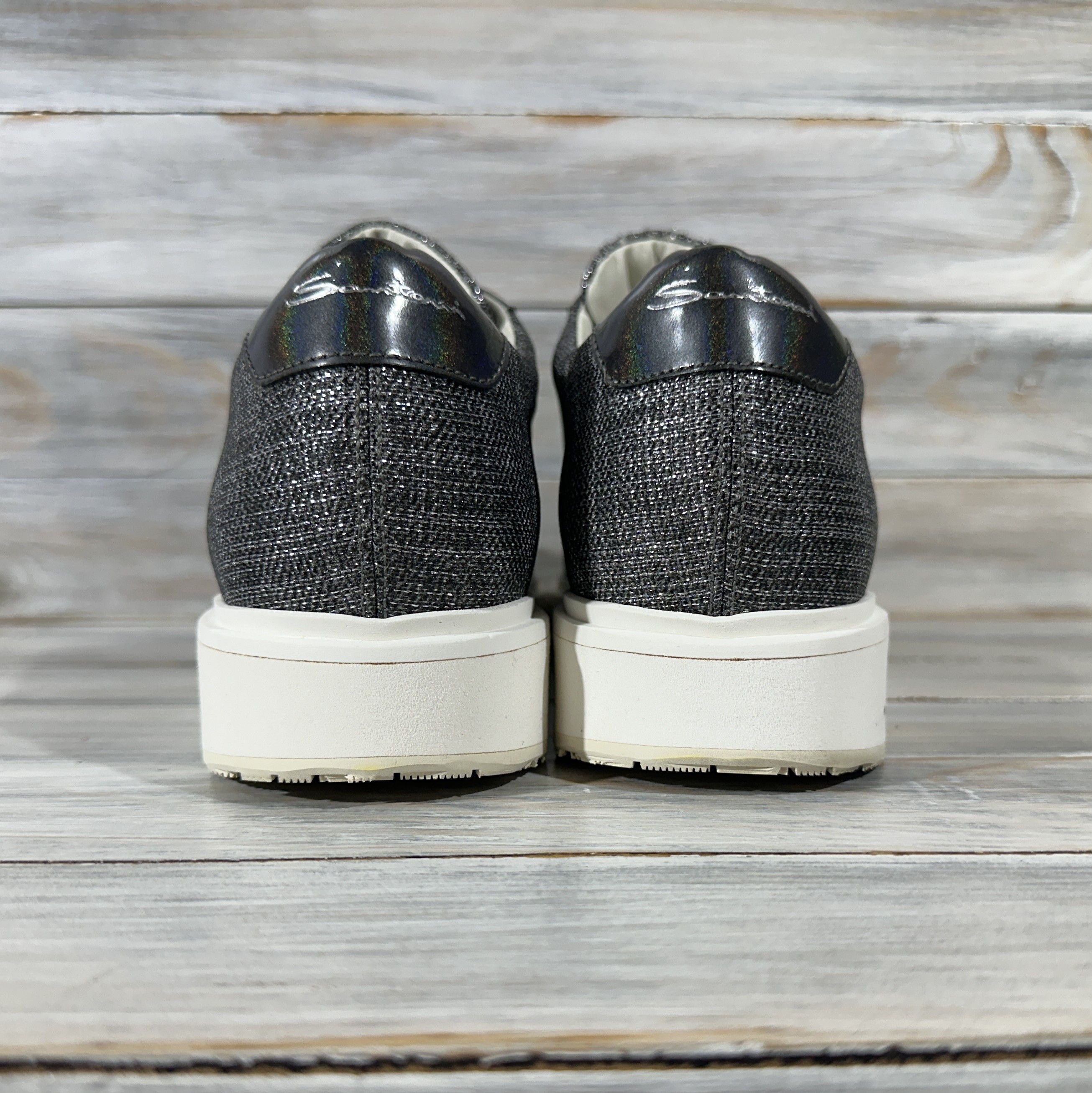 Santoni Santoni Made In Italy Women's Silver Leather Sneakers Luxury Size US 6.5 / IT 36.5 - 19 Thumbnail