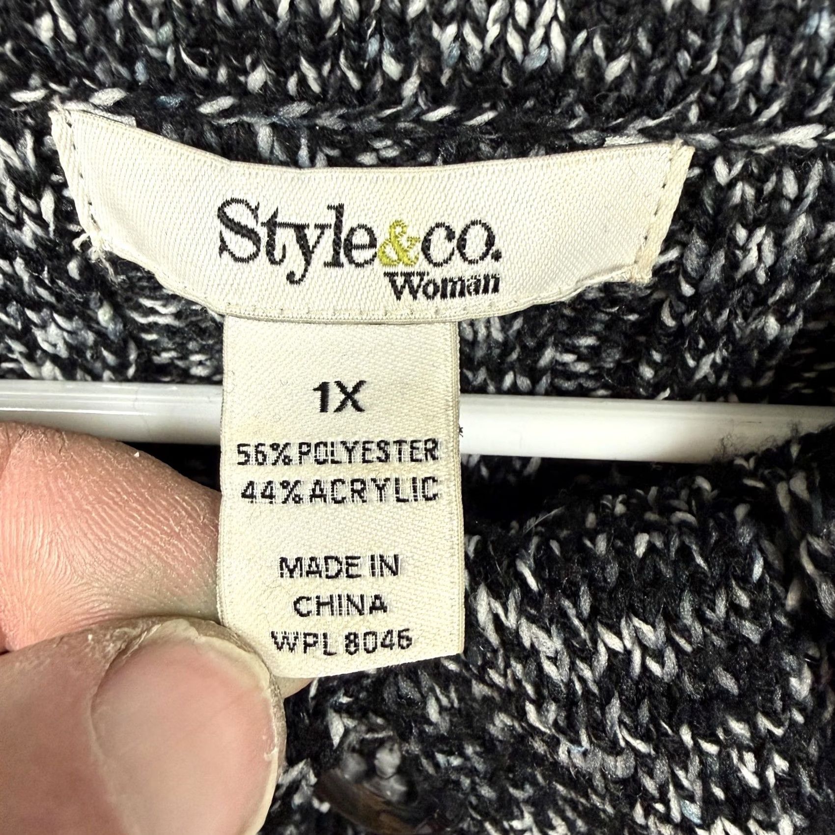 Vintage Style&co Cardigan Sweater 1X Plus Black Bell Sleeve Collared Knit Marled Bohemian Gothic Grunge Vintage: No Size XL / US 12-14 / IT 48-50 - 6 Thumbnail