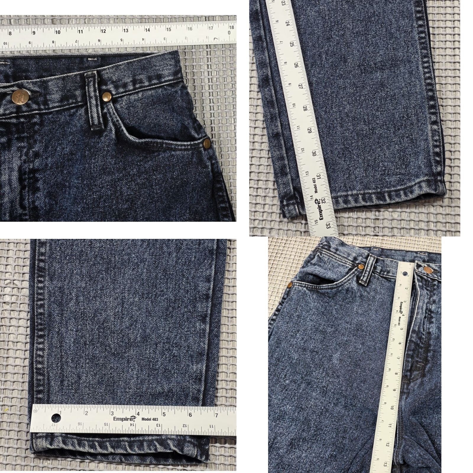 Wrangler Vtg 90s Wrangler Mom Jeans Womens 13 High Waist Rancher USA 30x32 Indigo Wash Wrangler Cowboy Cut Denim Jeans 30 IN Waist Slim Fit Women’s Size 34" / US 12 / IT 48 - 9 Thumbnail