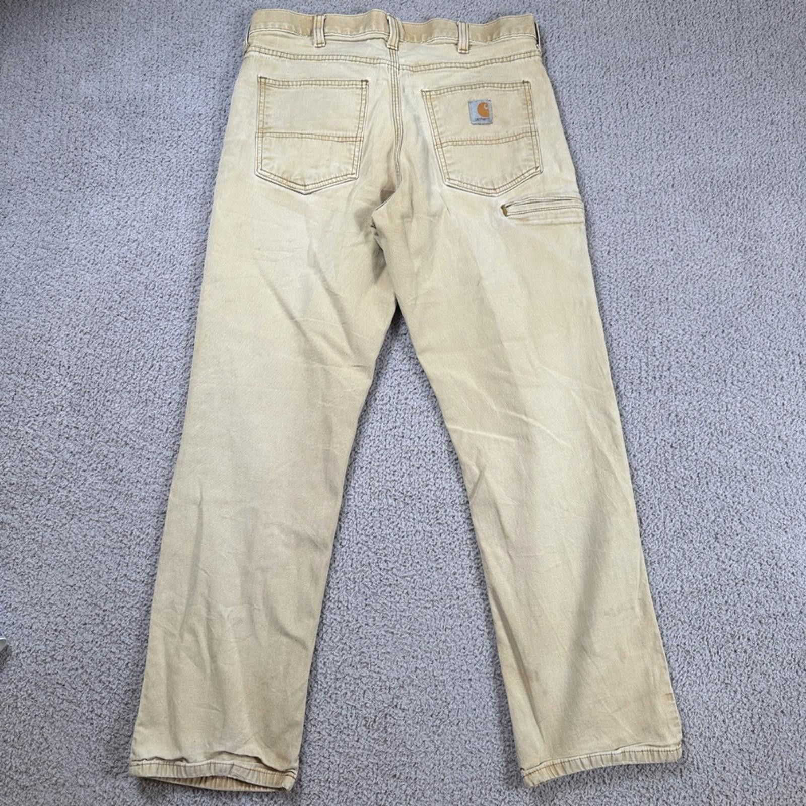 Carhartt Carhartt Mens Relaxed Fit Tan Canvas Work Pants 34x30 Size US 34 / EU 50 - 4 Thumbnail