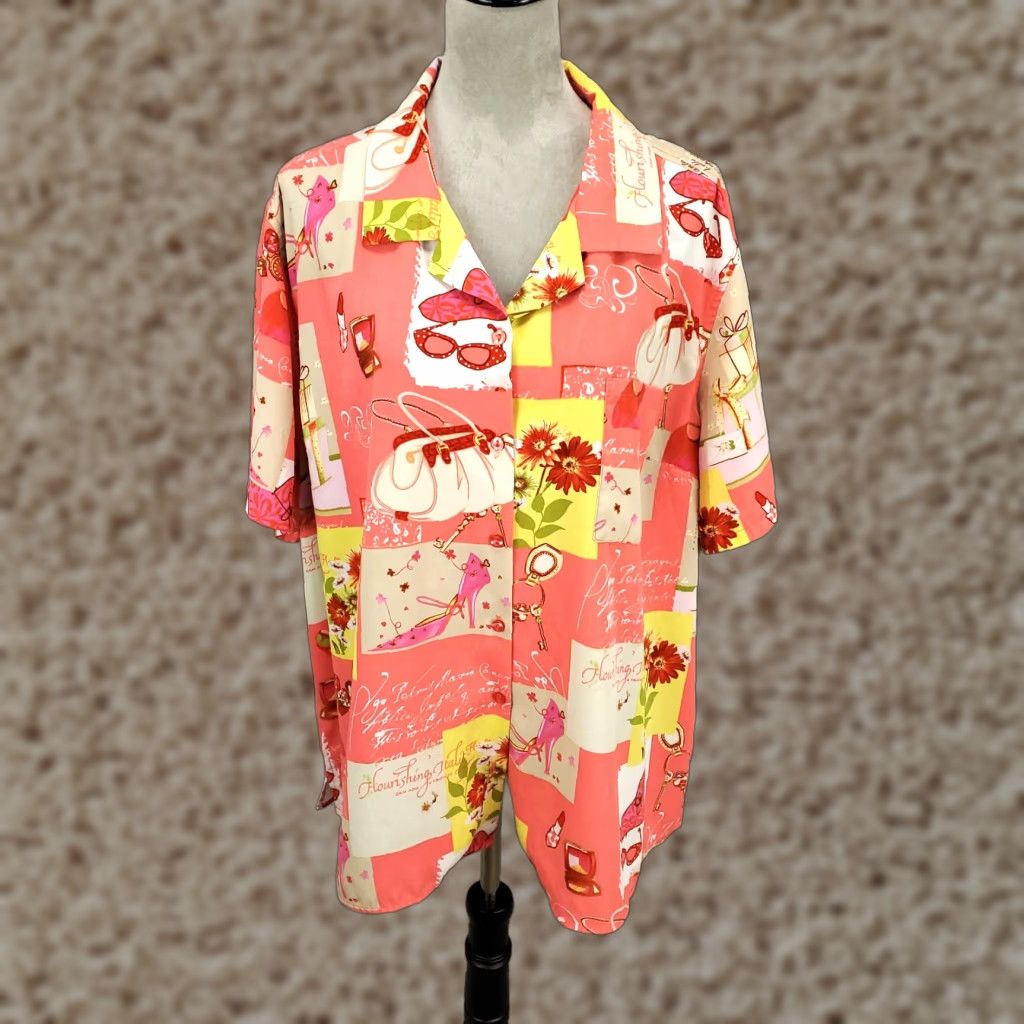 Vintage Susan Graver Blouse Top 2X Cardigan? Size XXL / US 16-18 / IT 52-54 - 1 Thumbnail
