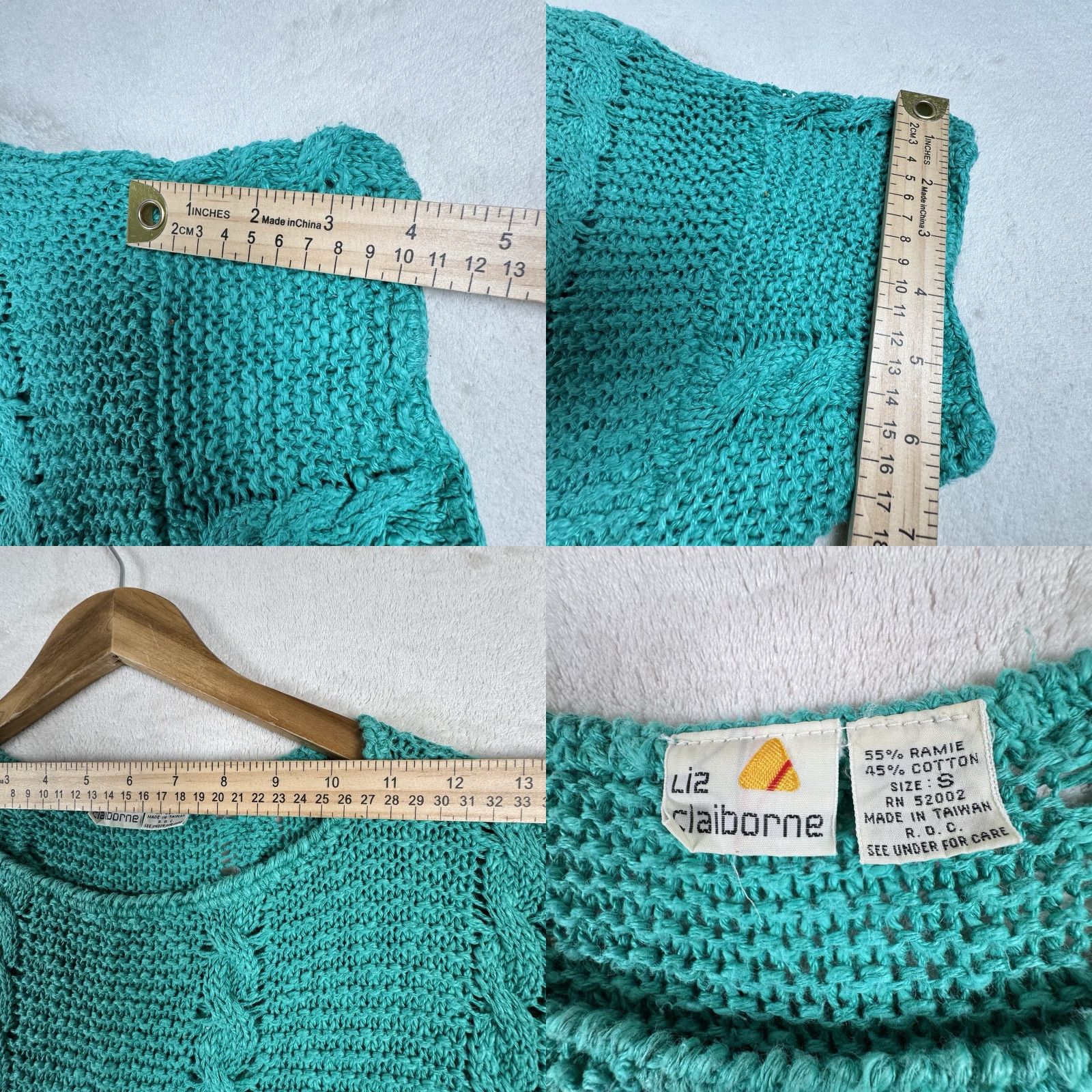 Liz Claiborne VINTAGE Liz Claiborne Women’s Sweater Short Sleeve Crew Neck Blue Open-Knit Pullover 80s 90s Retro Size S / US 4 / IT 40 - 8 Thumbnail