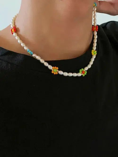 Other Retro Punk Necklace Pearl Choker Flower Charm Size ONE SIZE - 4 Thumbnail