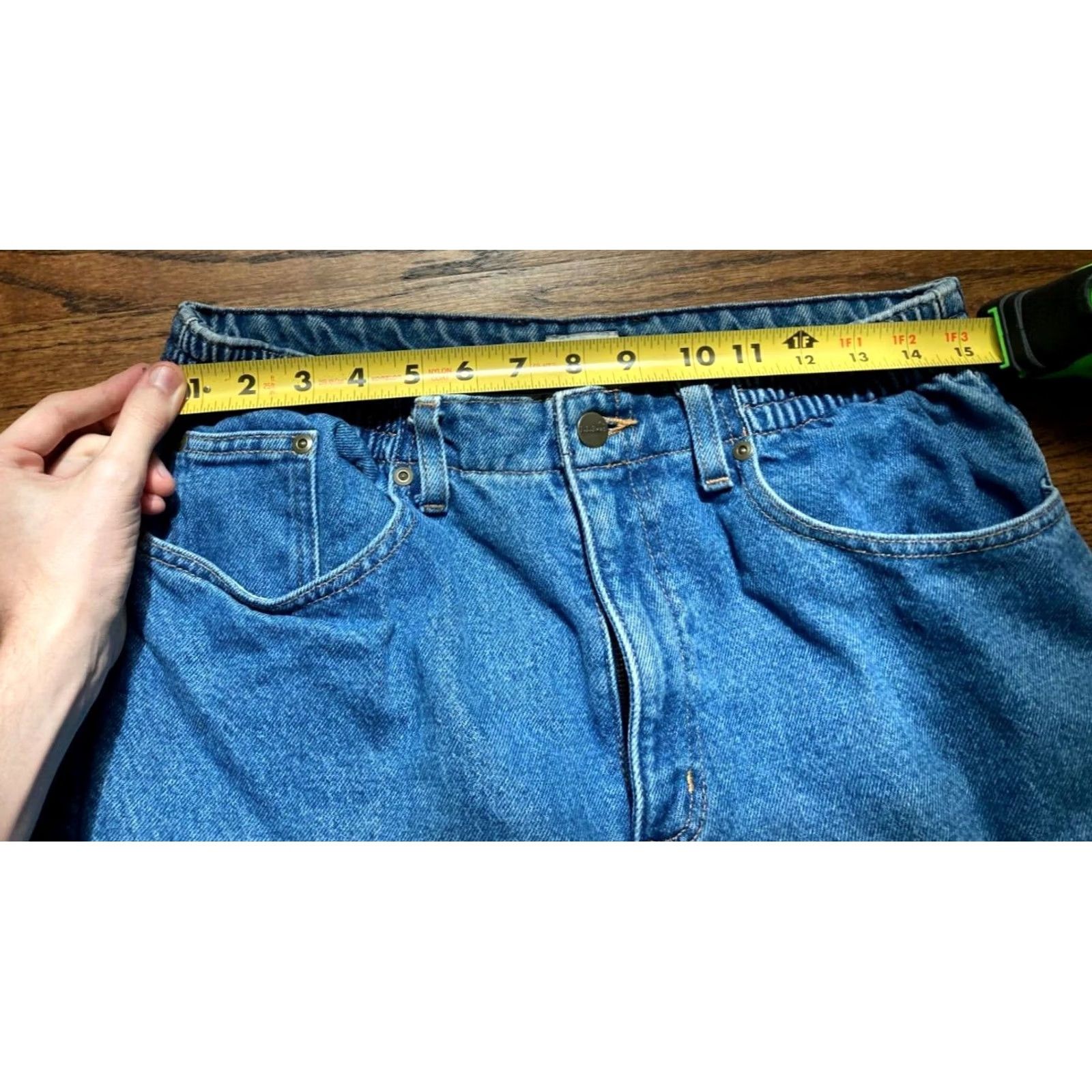 Vintage VINTAGE L.L.Bean Jeans Relaxed Flannel Plaid Mom Jeans Womens 12 Regular Elastic Waist Blue 90s Western Cowgirl Logo Tartan 5-Pocket Inseam 30" Size 34" / US 12 / IT 48 - 3 Thumbnail