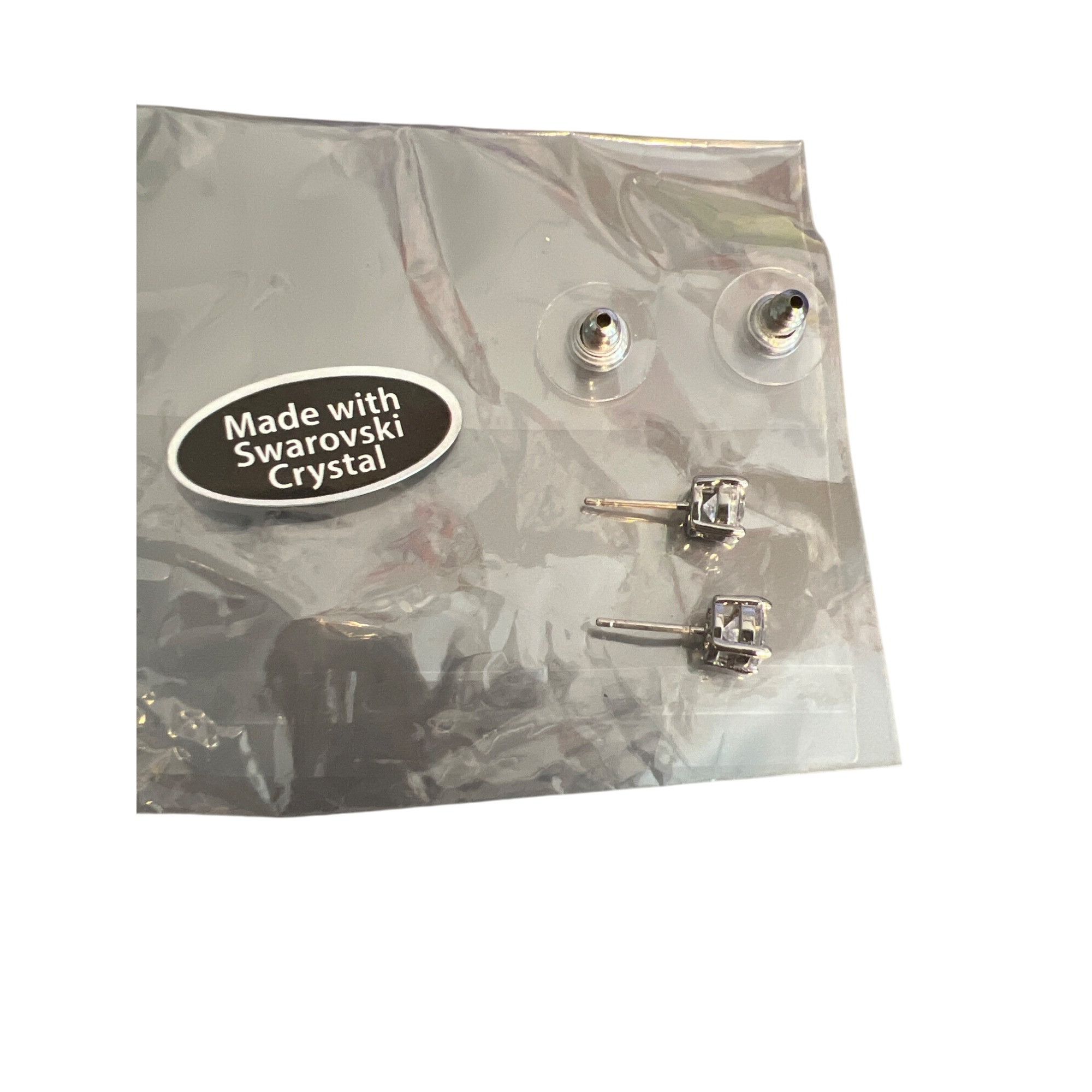 Swarovski Silver Tone Stud Earrings Clear Swarovski Crystal Pierced .2 Size ONE SIZE - 4 Thumbnail