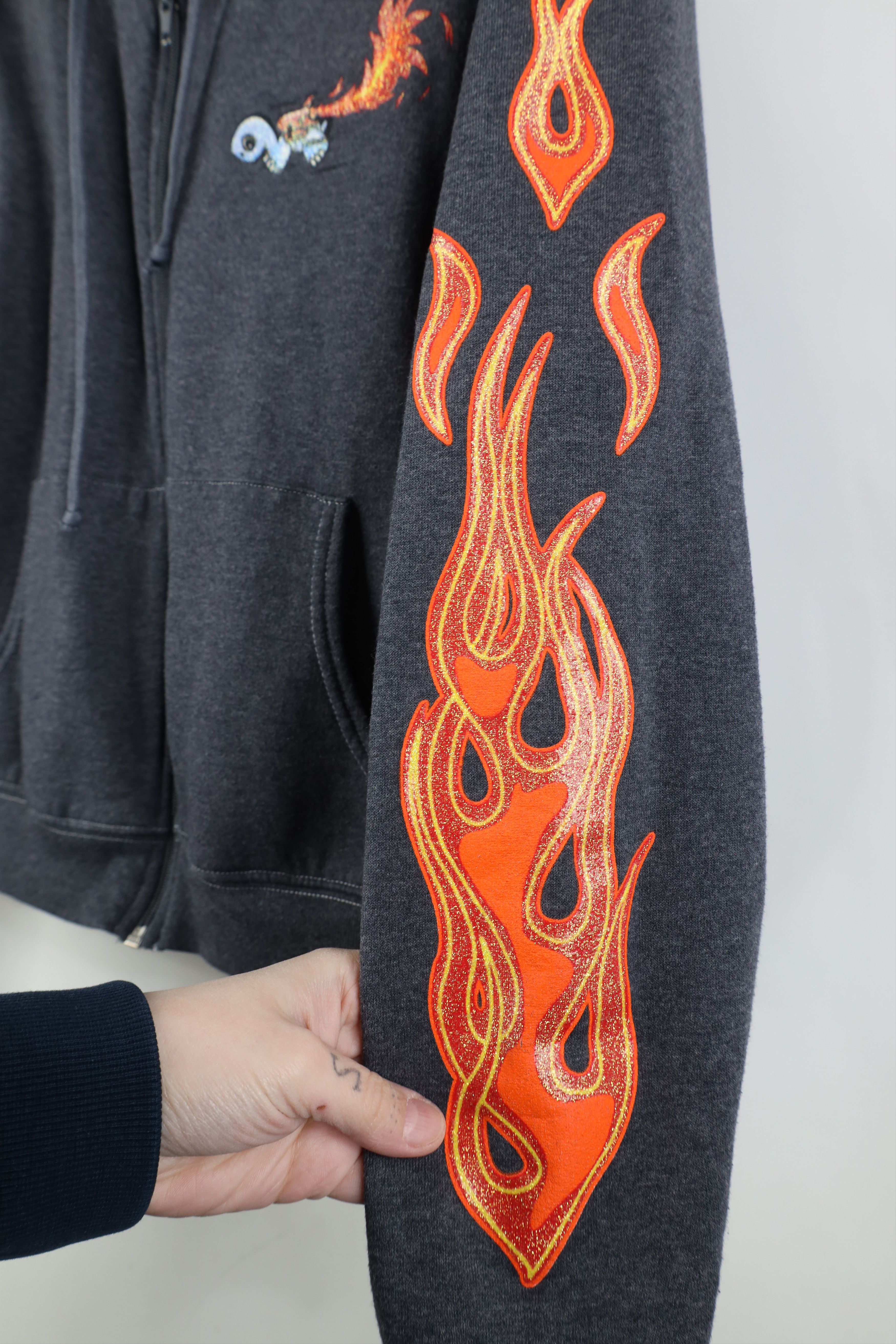 Vintage Vintage 90s Y2K Babydoll Turtle Fire Flames Full Zip Hoodie Size M / US 6-8 / IT 42-44 - 5 Thumbnail