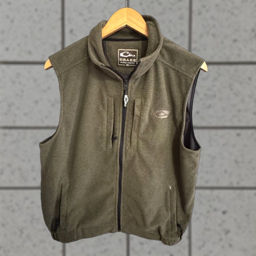 Vintage Drake Vest Men’s M Outer Polyester Fleece Full Zip Stand-Up Collar Brown Logo Outdoor Hunting Size US M / EU 48-50 / 2 - 1 Thumbnail