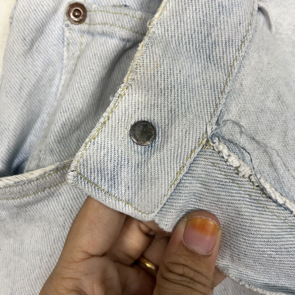 Lee Vintage Lee Sashiko Distressed Workwear Denim Jeans Size US 31 - 19 Thumbnail